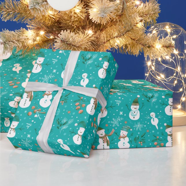 Snömän Snöflingor Jullöv Grön jul Presentpapper (Helgdagar)