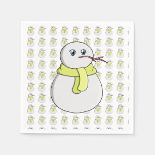 Snöman som bär en gul halsduk pappersservett