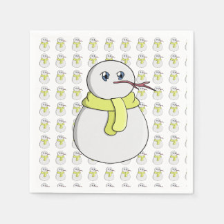 Snöman som bär en gul halsduk pappersservett
