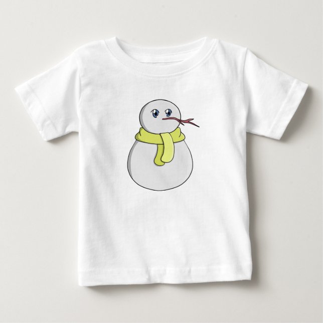 Snöman som bär en gul halsduk t shirt (Framsida)