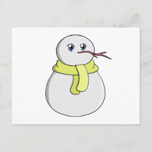 Snöman som bär en gul halsduk vykort