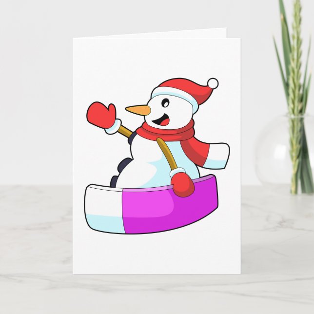 Snöman som snowboardåkare med sonowboard.PNG Kort (Framsida)