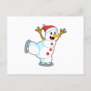 Snöman vid skridskoåkning med skridskor.PNG Vykort