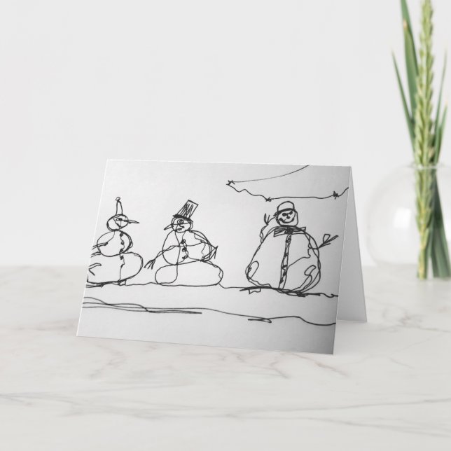 Snömann Kontur Konst Kort (Framsida)