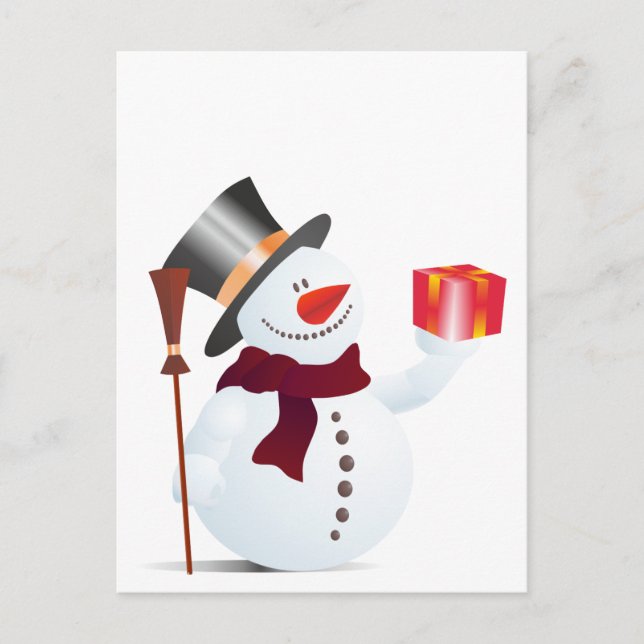 Snömann / Snowman för jul / X-mas Helg Vykort (Framsida)