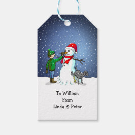 Snömannabygge Presentetikett