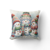 Snömannafamilj Kastkudde