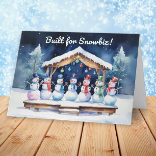 Snömannakör sjunger julmusik Roligt Helgkort