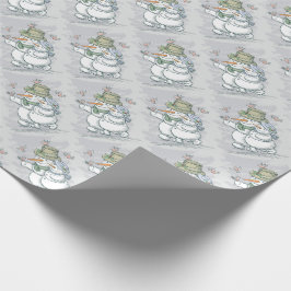 Snömannar och fåglar presentpapper
