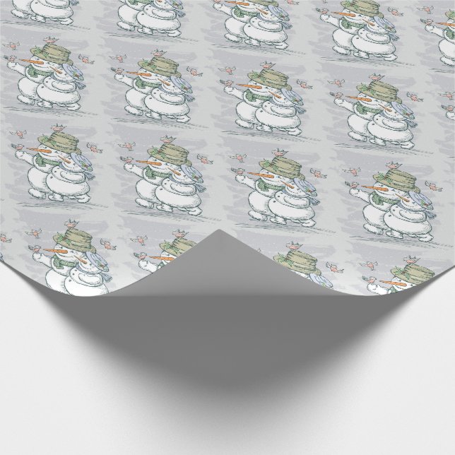 Snömannar och fåglar  presentpapper (Hörn)
