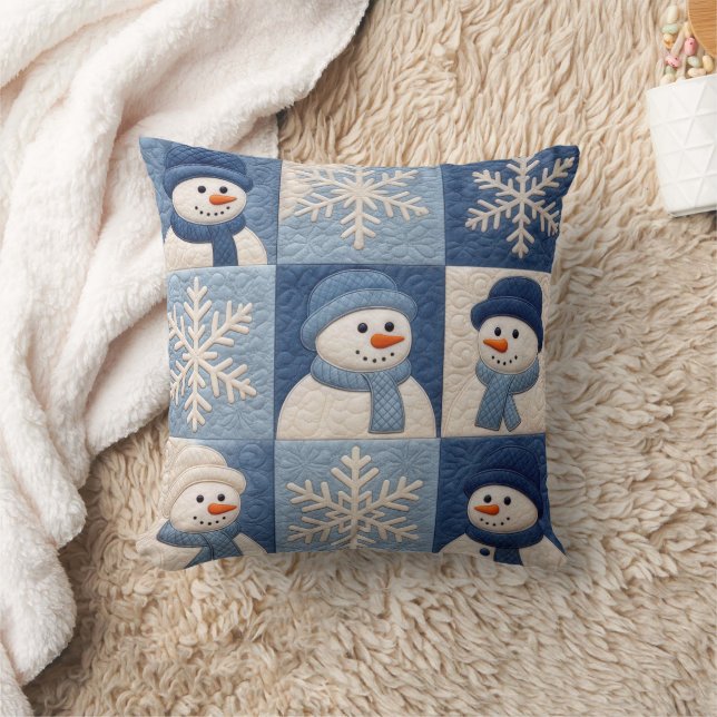 Snömannar och Snöflingor Quiltmönster Kudde (Filt)