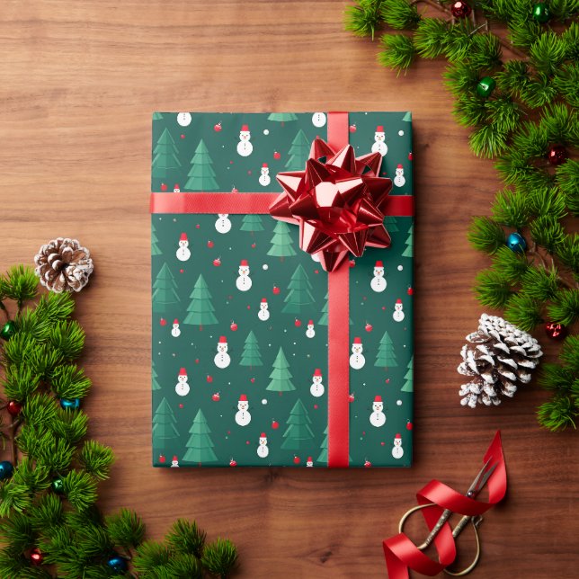 Snömannar & Tall Jul Presentpapper (Julgåva)