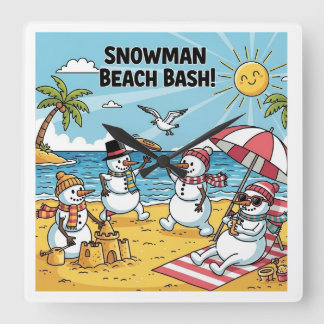 Snömannastrandfest Fyrkantig Klocka
