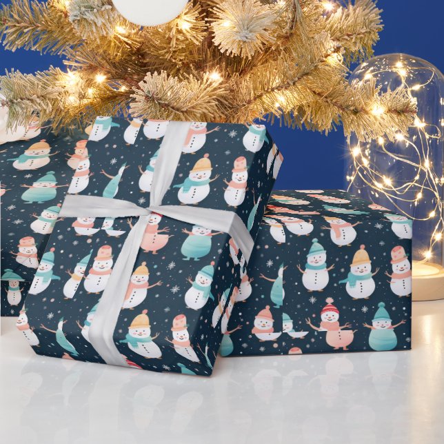 Snömannaträd Snöflingor Modern jul Presentpapper (Helgdagar)