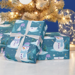 Snömannaträd Snöflingor Modern jul Presentpapper