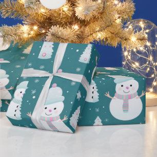 Snömannaträd Snöflingor Modern jul Presentpapper