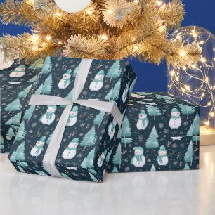 Snömannaträd Snöflingor Modern jul Presentpapper