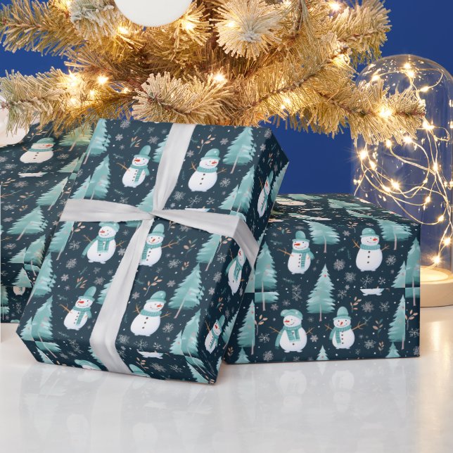 Snömannaträd Snöflingor Modern jul Presentpapper (Helgdagar)