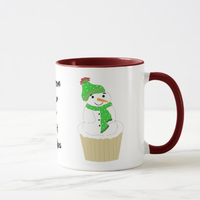 Snömanncupcake med text mugg (Höger)
