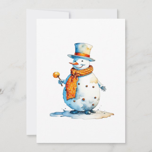 Snömannen A - Akvareller Julkort (Framsida)
