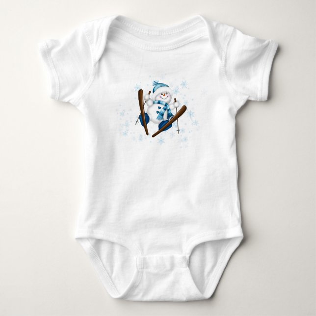 Snömannen åker skidor  t shirt (Framsida)