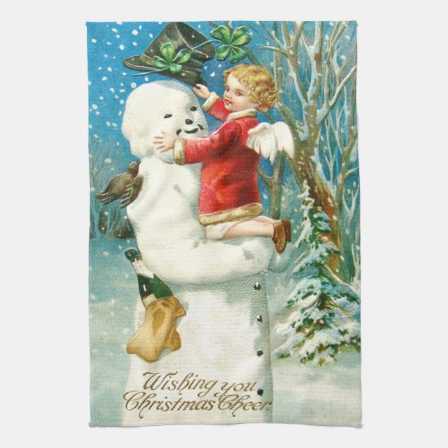 Snömannen Ängel Kerub Fyrklöver Kökshandduk (Vertikal)