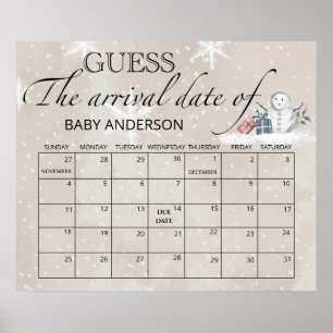 Snömannen Baby Shower Gissa Förfallodatum Kalender Poster