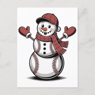 Snömannen Baseball Jul Sportälskare Inbjudan Vykort