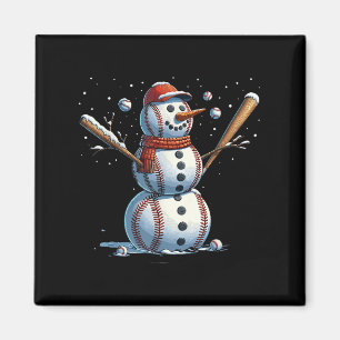 Snömannen Baseball Jul Vinter Magnet