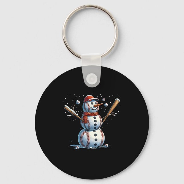 Snömannen Baseball Jul Vinter  Nyckelring (Framsida)