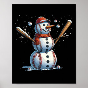 Snömannen Baseball Jul Vinter Poster