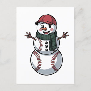 Snömannen Baseboll Jul Tomte Baseboll Sport Meddelande Vykort