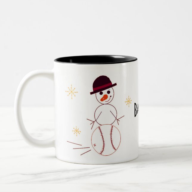 Snömannen basebollspelare Två-Tonad mugg (Vänster)