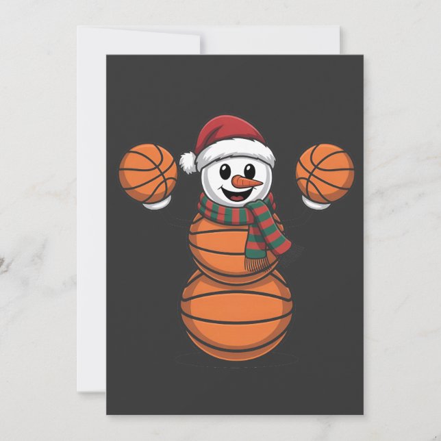 Snömannen Basketboll Jul Tomte Baseboll Sport Julkort (Framsida)
