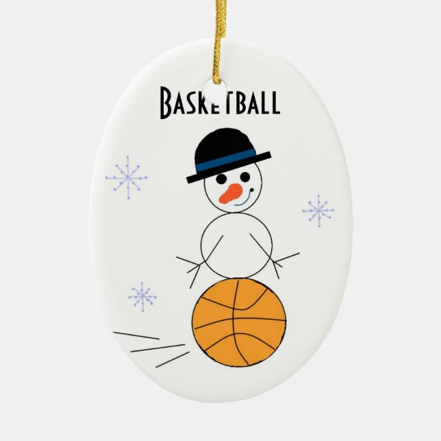 Snömannen Basketspelare Julgransprydnad Keramik (Framsidan)