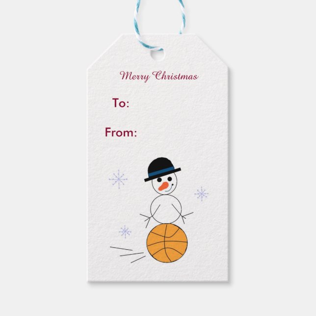 Snömannen Basketspelare Presentetikett (Framsidan)