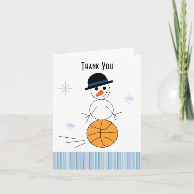 Snömannen Basketspelare Tacksamhetskort Tack Kort (Framsida)
