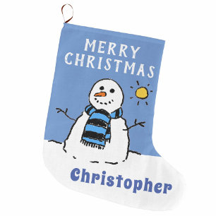 Snömannen Bild på en personlig Stor Julstrumpa