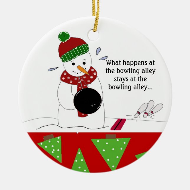 Snömannen Bowlaren Julgransprydnad Keramik (Framsidan)