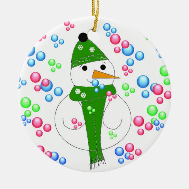 Snömannen Bubble Mania Julgransprydnad Keramik (Framsidan)