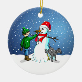 Snömannen Bygge Julgransprydnad Keramik