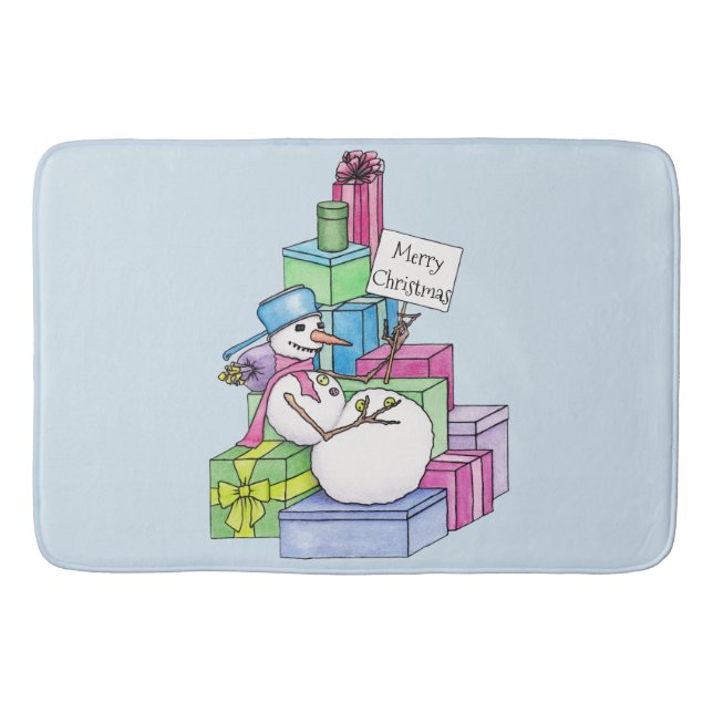 Snömannen chillar på presenter badrumsmatta (Framsidan)