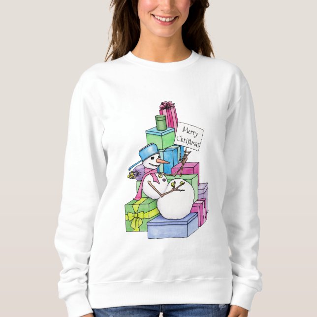 Snömannen chillar på presenter t shirt (Framsida)