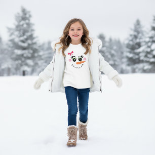 Snömannen flickans ansikte t-shirt för barn