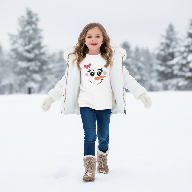 Snömannen flickans ansikte t-shirt för barn (Skapare uppladdad)