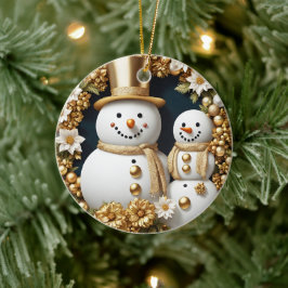 Snömannen Första Året Gift 3D Effekt INTE verklig Julgransprydnad Keramik