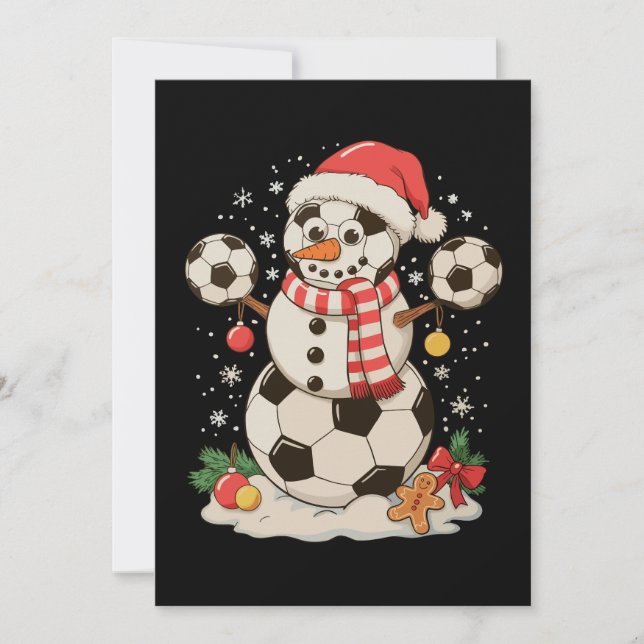 Snömannen Fotboll Jul Vinter Xmas Sport Julkort (Framsida)