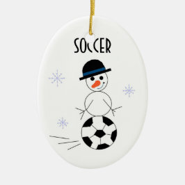Snömannen Fotbollsspelare Julgransprydnad Keramik