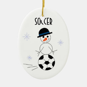 Snömannen Fotbollsspelare Julgransprydnad Keramik