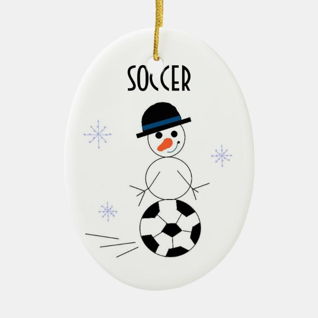 Snömannen Fotbollsspelare Julgransprydnad Keramik (Framsidan)